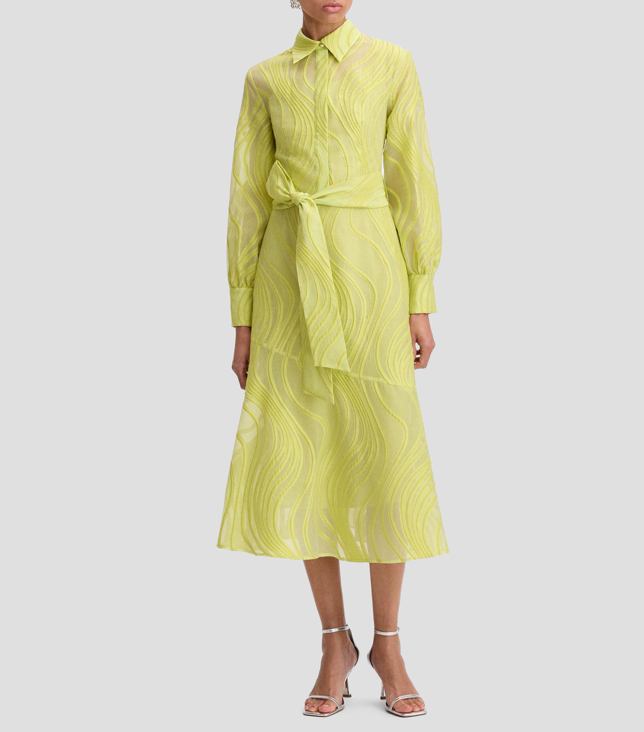 Vestido de fiesta midi manga larga liso Mujer